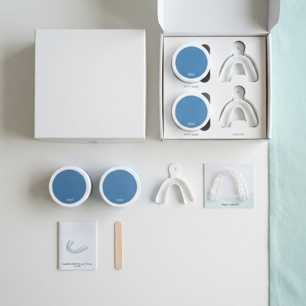 ClearPro at-home dental impression kit laid out neatly